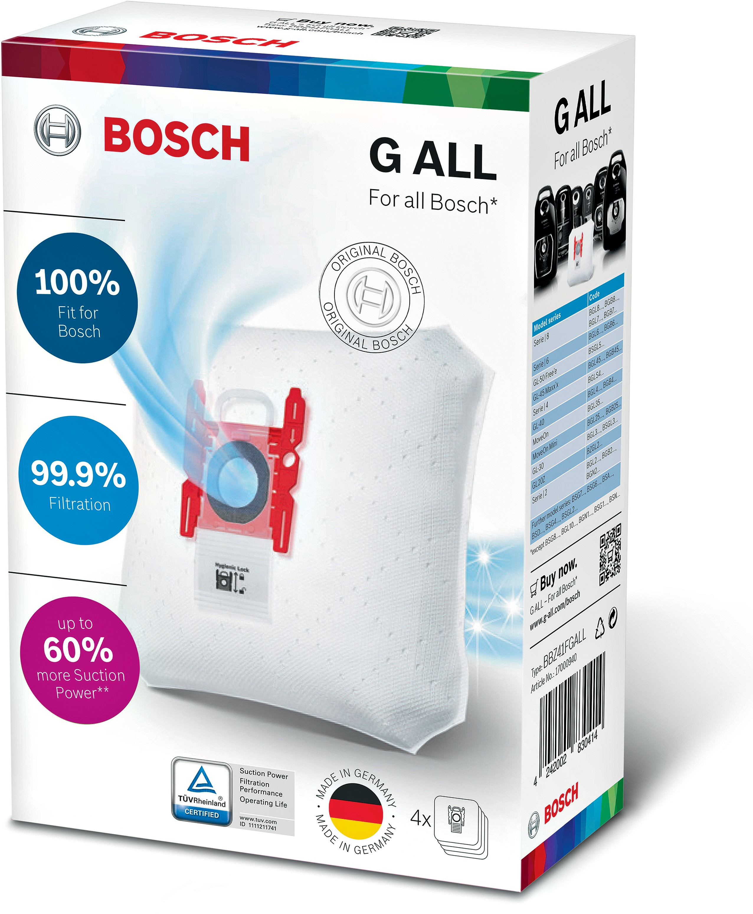 Bosch BBZ41FGALL Bosch/Siemens Stofzak Wit