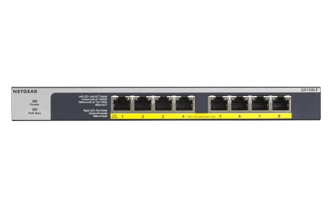 Netgear GS108lp switch (8PT POE/POE+GIGABIT UNMANAGED) Switch Zwart