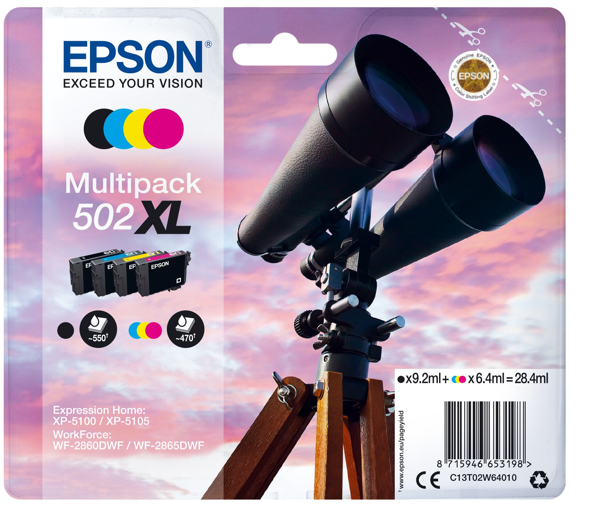 Epson 502XL 4 kleuren verrekijker Inkt