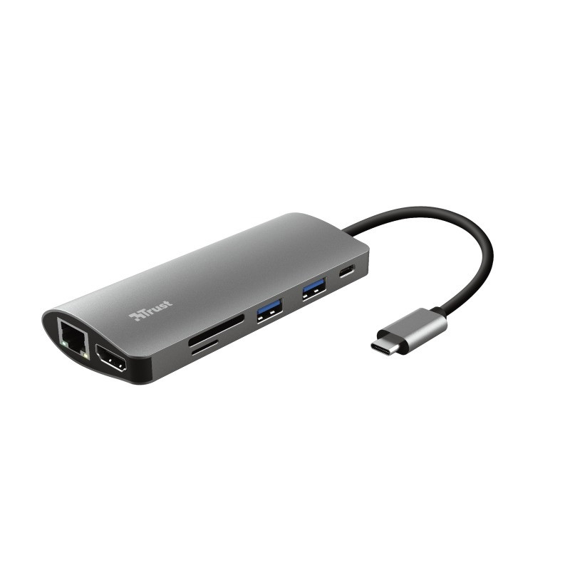 Trust Dalyx 7-in-1 USB-C-adapter USB Hub Zilver