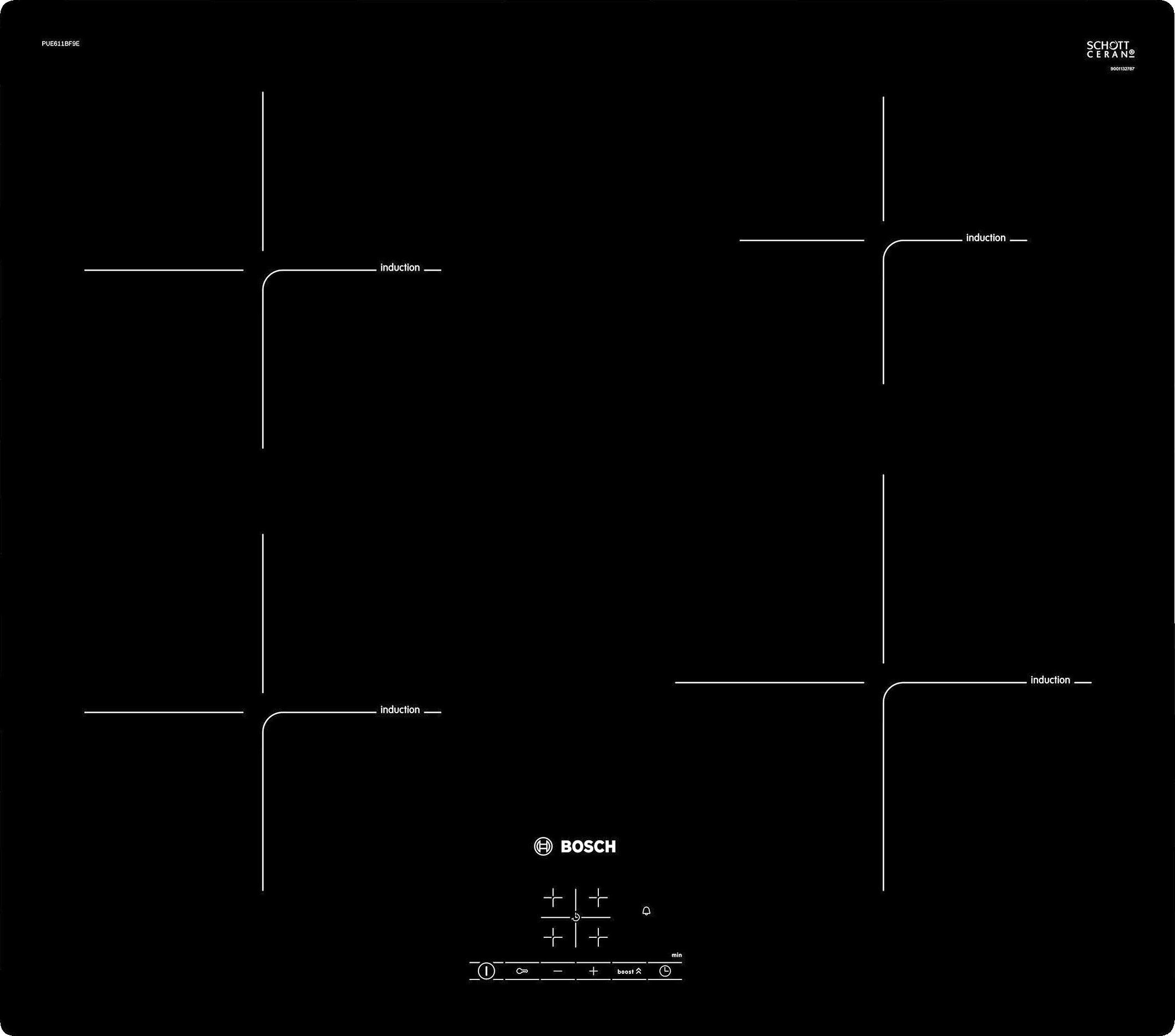 Bosch PUE611BF9E Inductie kookplaat Zwart