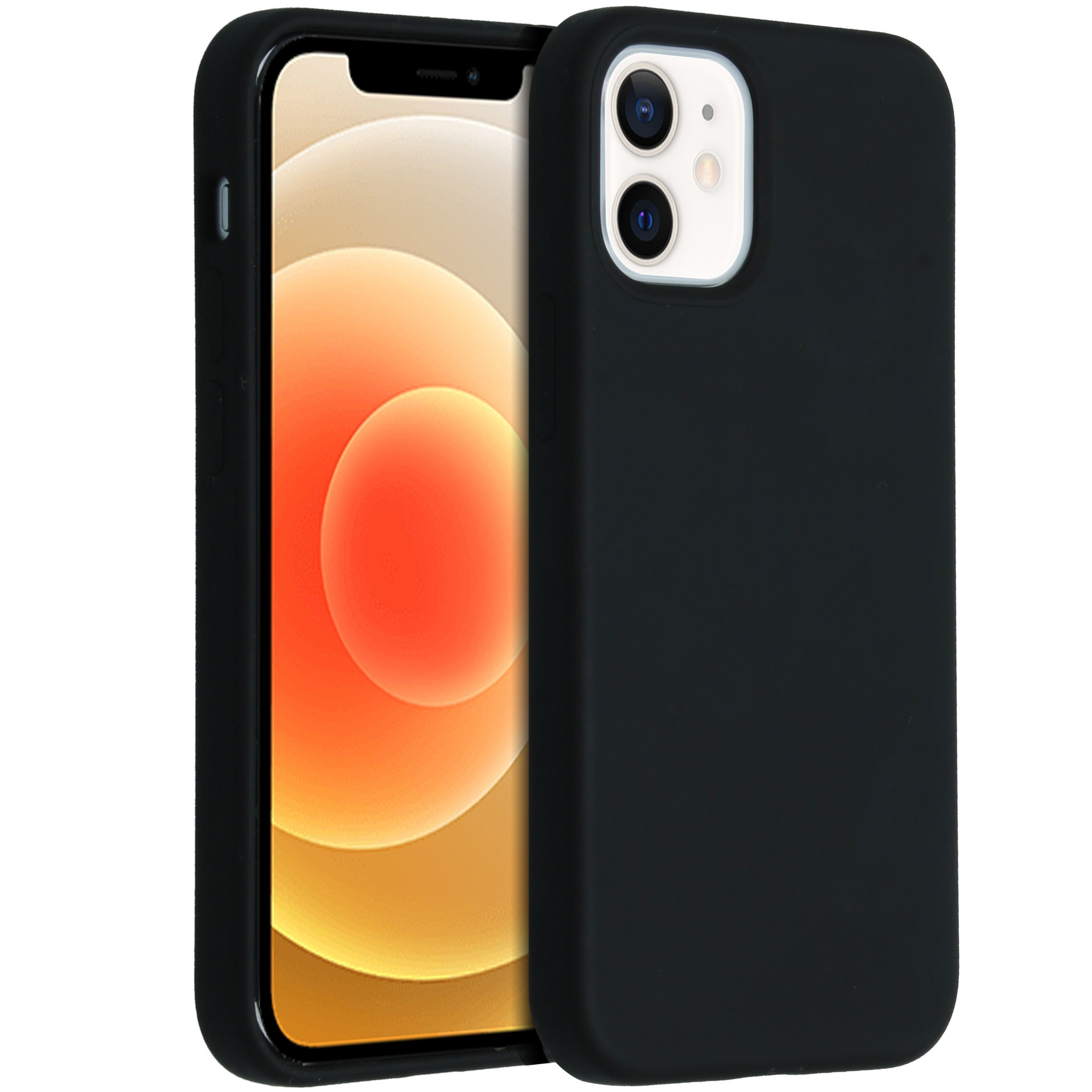 Accezz Liquid Silicone Backcover iPhone 12 Mini Telefoonhoesje Zwart