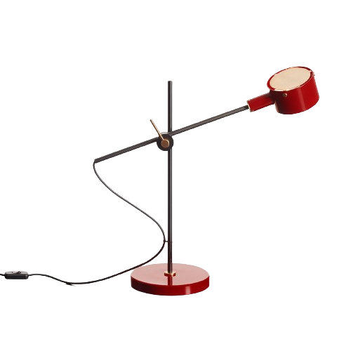 Oluce - G.O. tafellamp Zwart - Geanodiseerd Brons - Scharlaken rood
