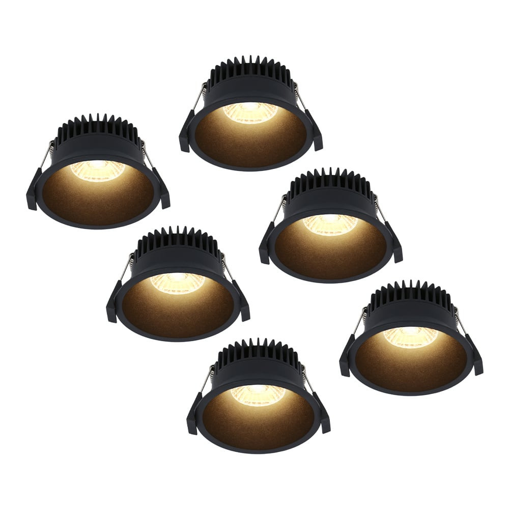 HOFTRONIC™ 6x Finn Dimbare LED inbouwspot - 10 Watt - Plafondspot - 2700K warm wit - 900 Lumen - Binnen & buiten - Verzonken spot - Zwart