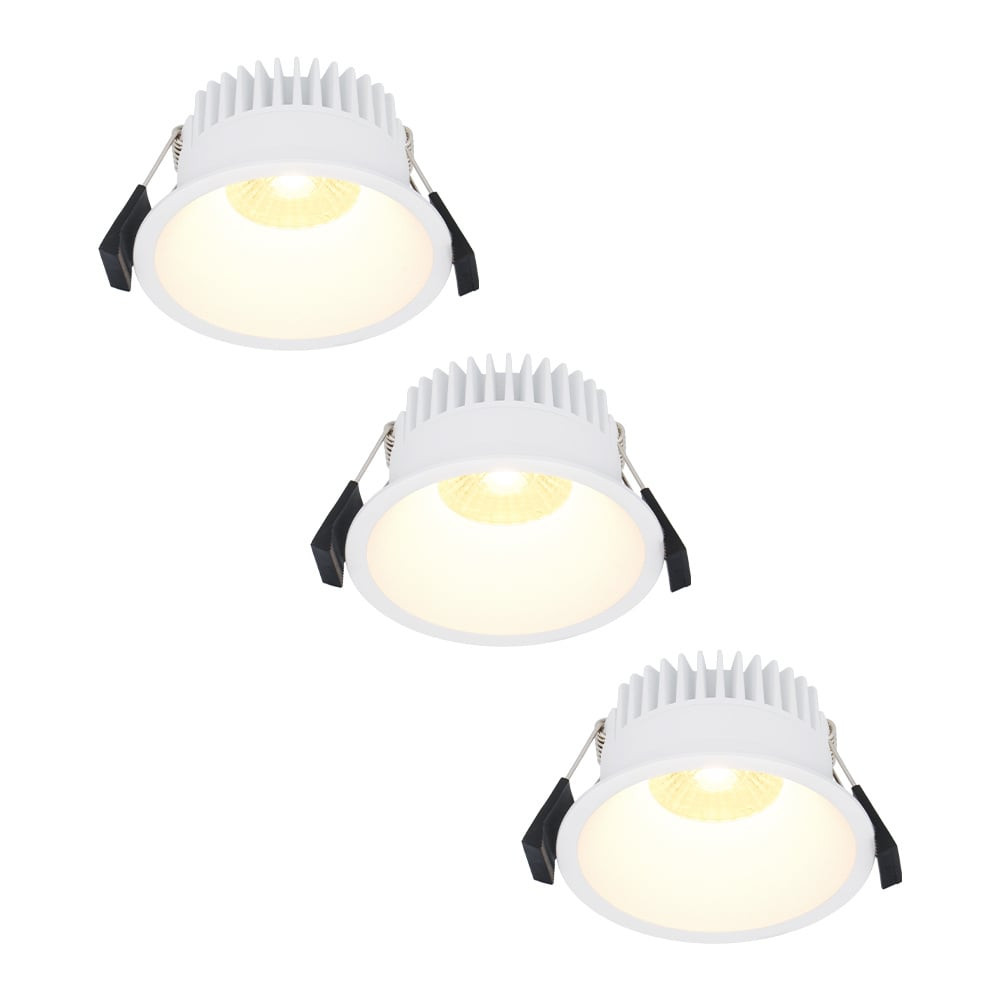 HOFTRONIC™ 3x Finn Dimbare LED inbouwspot - 10 Watt - Plafondspot - 2700K warm wit - 900 Lumen - Binnen & buiten - Verzonken spot - Wit