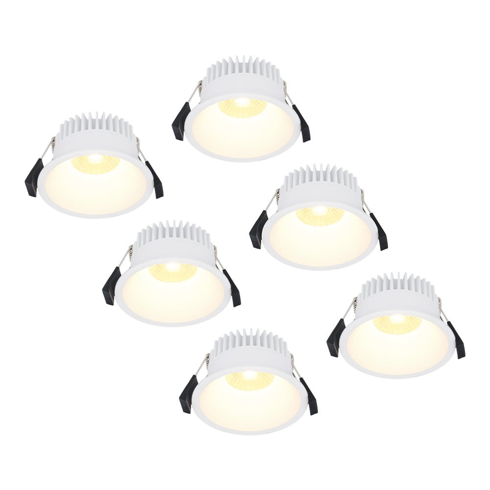 HOFTRONIC™ 6x Finn Dimbare LED inbouwspot - 10 Watt - Plafondspot - 2700K warm wit - 900 Lumen - Binnen & buiten - Verzonken spot - Wit