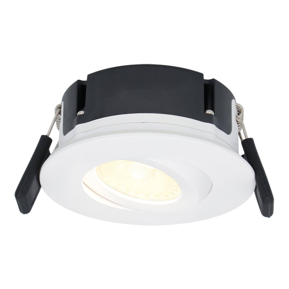 Hoftronic Napels LED inbouwspot extra plat - 8W 570lm - 2700K warm wit - Dimbaar - Rond - 360° Kantelbaar - IP65 waterdicht - Wit