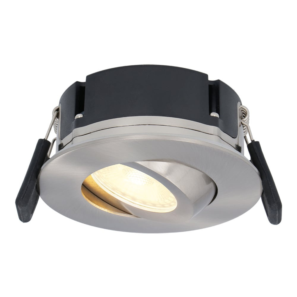 Hoftronic Napels LED inbouwspot extra plat - 8W 570lm - 2700K warm wit - Dimbaar - Rond - 360° Kantelbaar - IP65 waterdicht - RVS