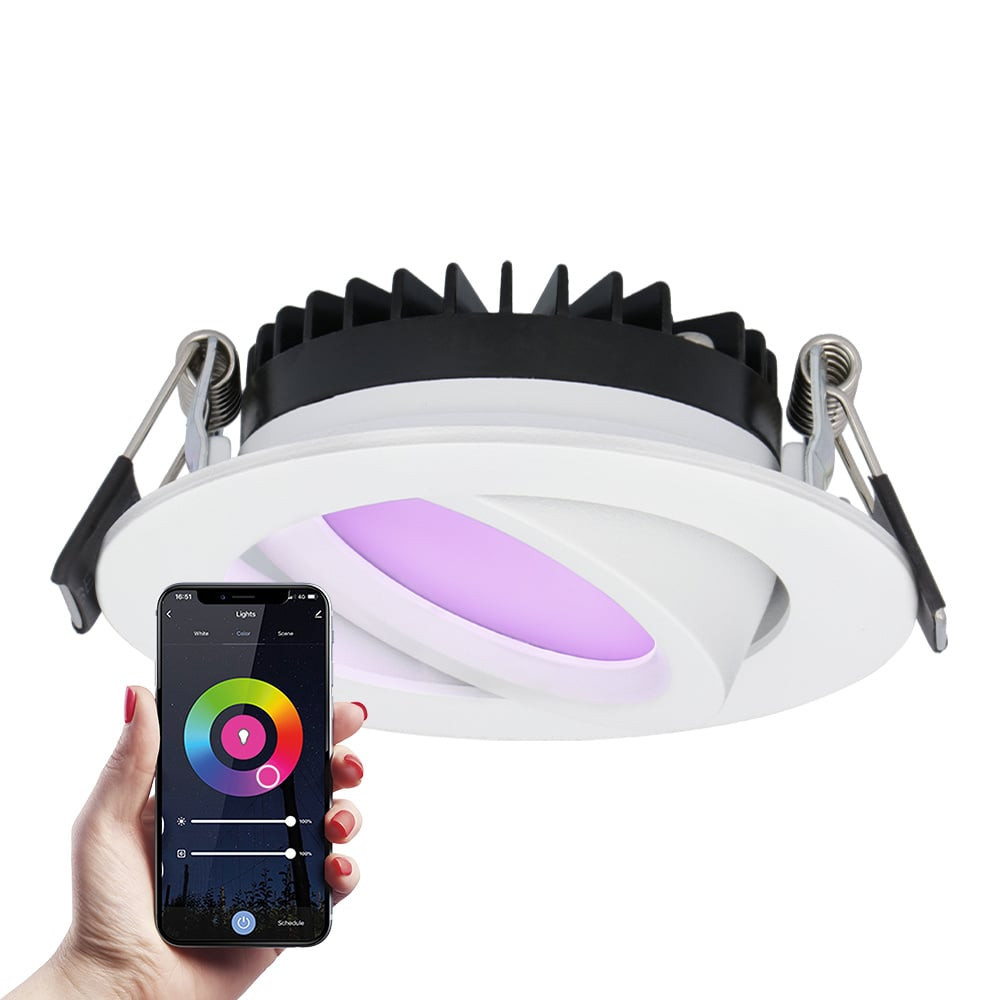 HOFTRONIC SMART Smart LED inbouwspot Rome - Wit - 6 Watt - WiFi & Bluetooth - RGBWW - IP44 - Dimbaar via app - Kantelbaar