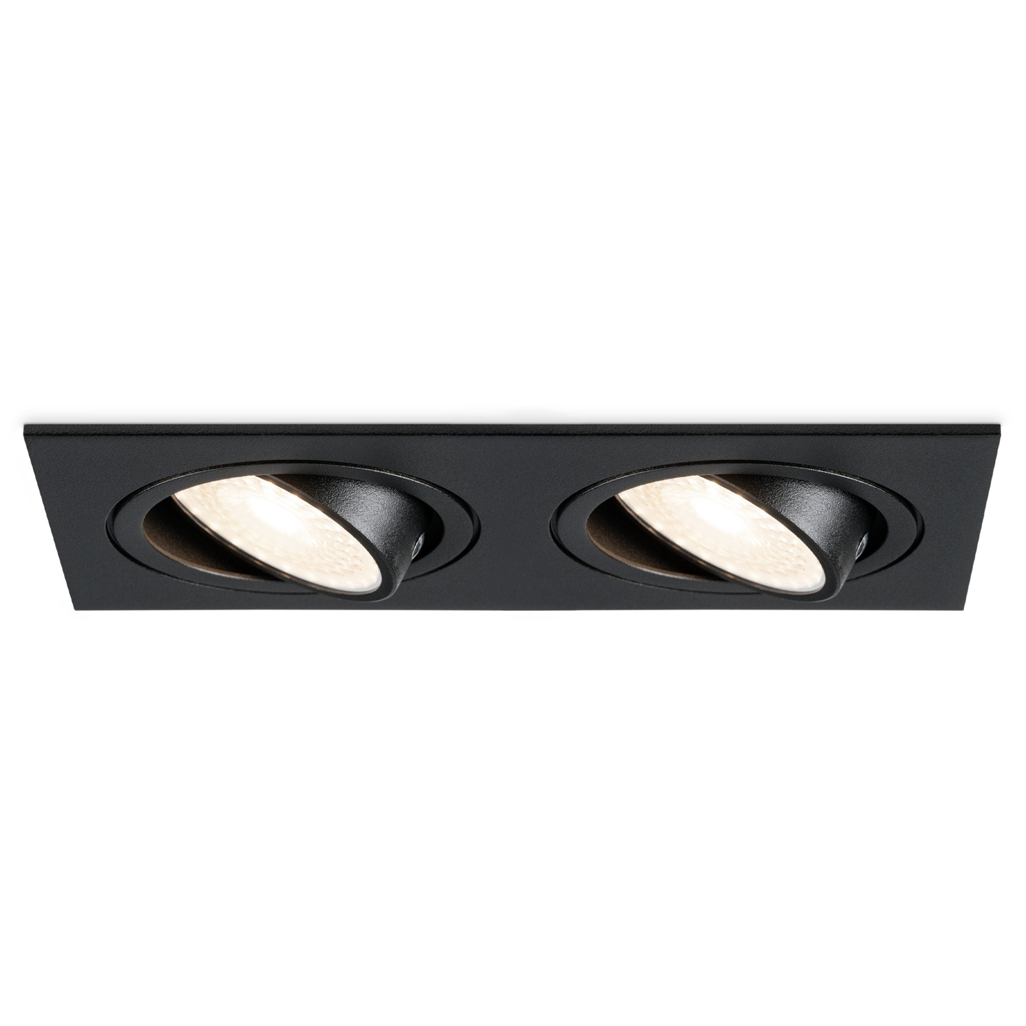 HOFTRONIC™ Mallorca dubbele LED inbouwspot - Kantelbaar - 4000K Neutraal wit - GU10 - 5 Watt - Rechthoekig - GU10 verwisselbare lichtbron - Plafondspot voor binnen - Zwart