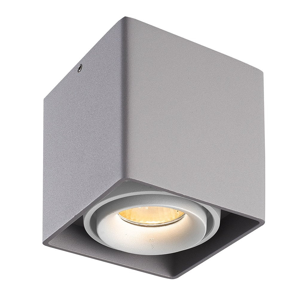 HOFTRONIC™ Dimbare LED Opbouwspot plafond Esto Grijs met witte afdekring IP20 kantelbaar excl. GU10 lichtbron