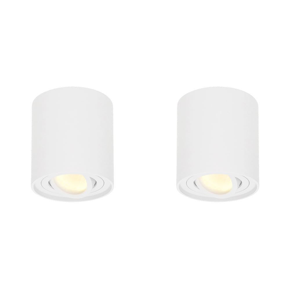 HOFTRONIC™ 2x Dimbare LED Opbouwspot plafond Ray Wit incl. GU10 spot 5W 2700K IP20 kantelbaar