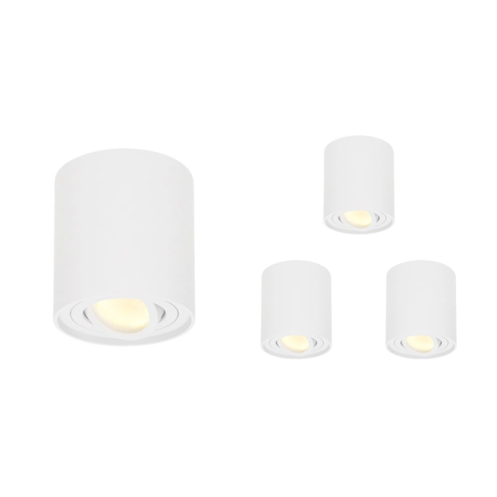 HOFTRONIC™ 4x Dimbare LED Opbouwspot plafond Ray Wit incl. GU10 spot 5W 2700K IP20 kantelbaar