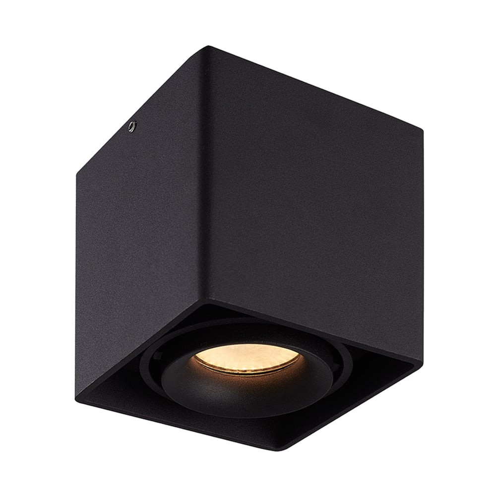 Hofronic Dimbare LED opbouw plafondspot Esto Zwart incl. GU10 spot 5W 2700K IP20 kantelbaar