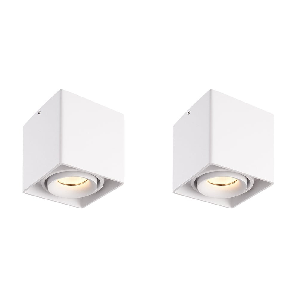 HOFTRONIC™ 2x Dimbare LED opbouw plafondspot Esto Wit incl. GU10 spot 5W 2700K IP20 kantelbaar