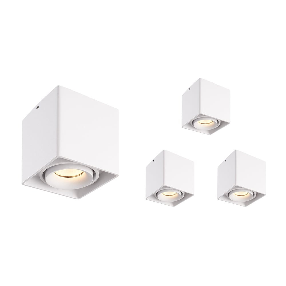 HOFTRONIC™ 4x Dimbare LED opbouw plafondspot Esto Wit incl. GU10 spot 5W 2700K IP20 kantelbaar