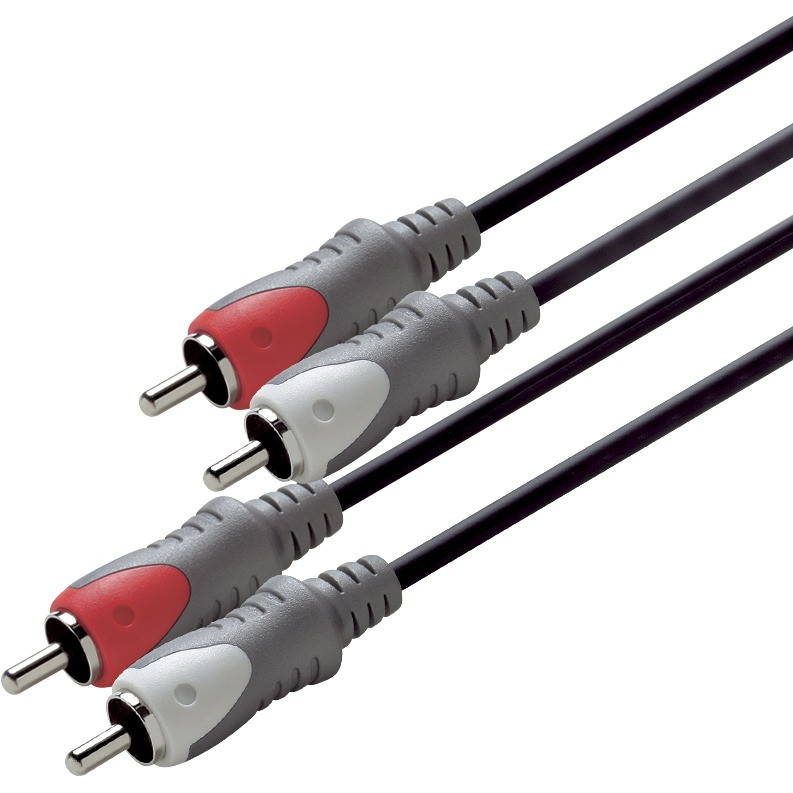 Scanpart aansluitkabel 2tulp(M)-(M) 2,5m Luidspreker kabel Zwart