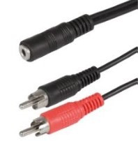 Scanpart audio adapterkabel 3.5mm - 2xRCA 0,2m Zwart Mini jack kabel