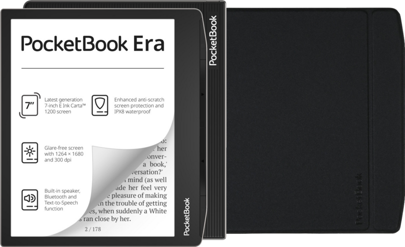 PocketBook Era 16GB Zilver + Flip Book Case Zwart
