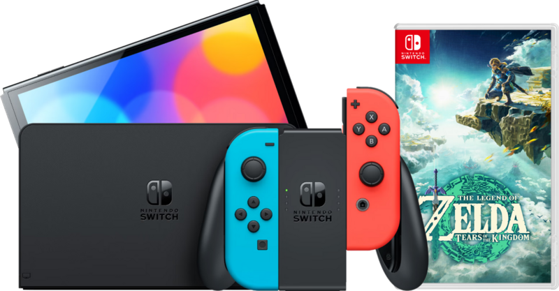 Nintendo Switch OLED Rood/Blauw + Zelda: Tears of the Kingdom