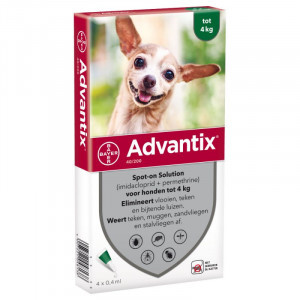 Advantix 40/200 voor honden tot 4 kg 2 x 6 pipetten