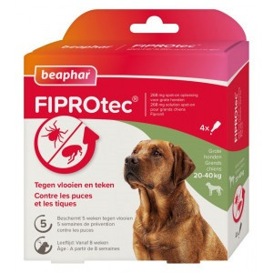 Beaphar Fiprotec Spot-On voor honden van 20 tot 40 kg 4 pipetten