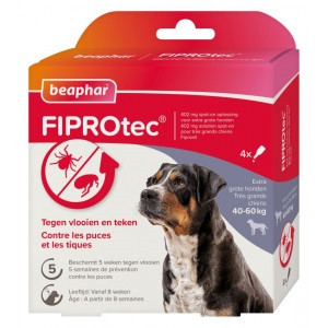 Beaphar Fiprotec Spot-On voor honden van 40 tot 60 kg 2 x 4 pipetten