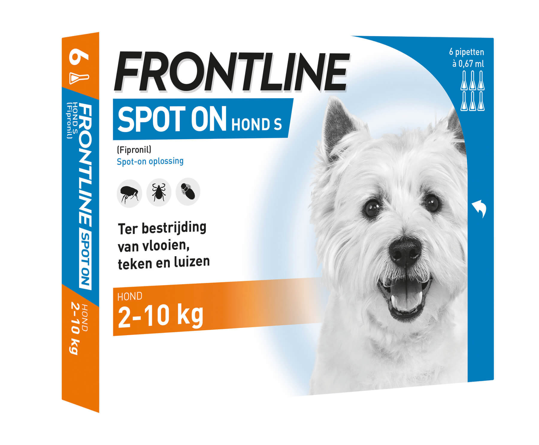 Frontline Spot-on hond S / 2 - 10 kg 4 pipetten