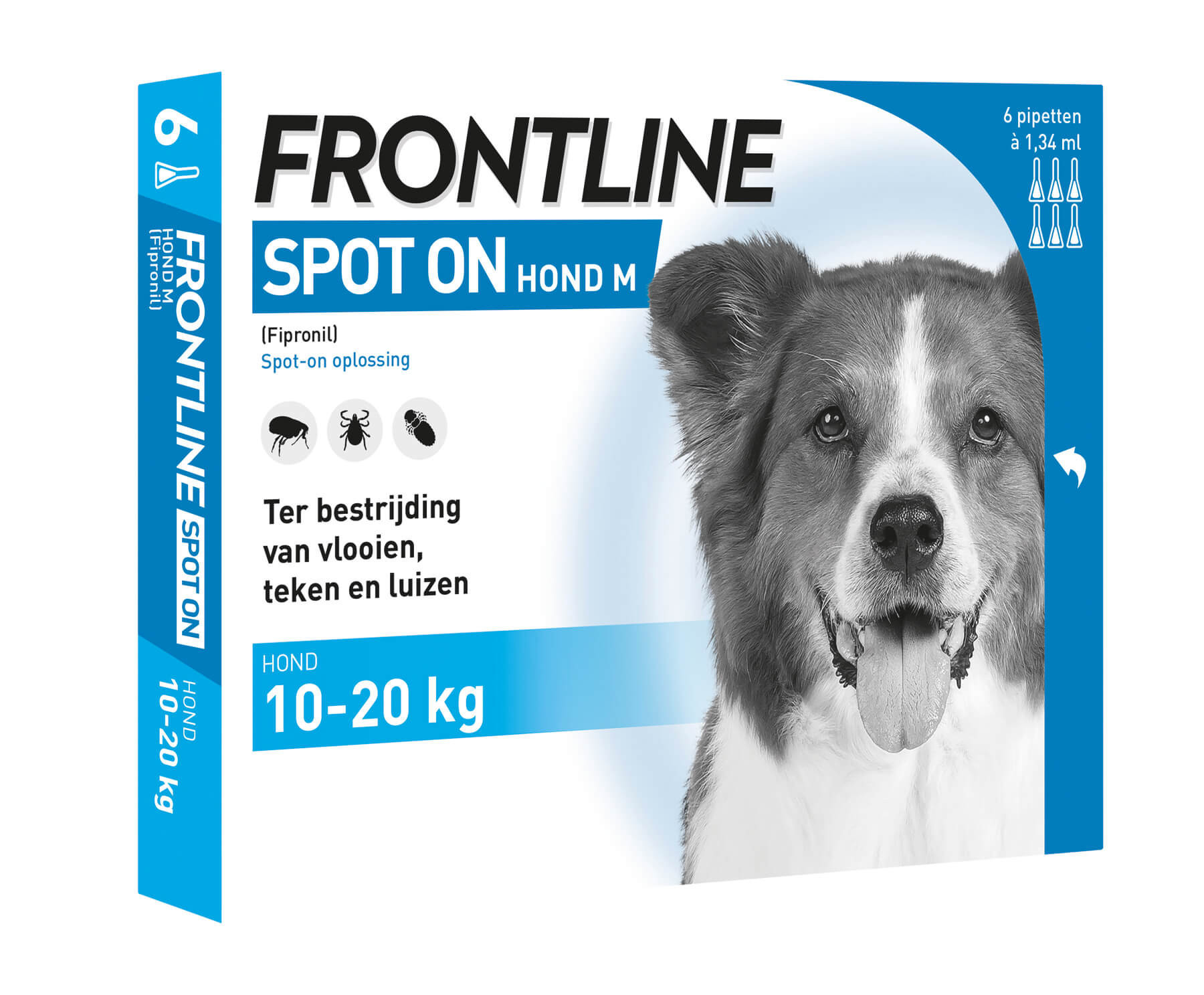 Frontline Spot-on hond M / 10-20 kg 2 x 6 pipetten