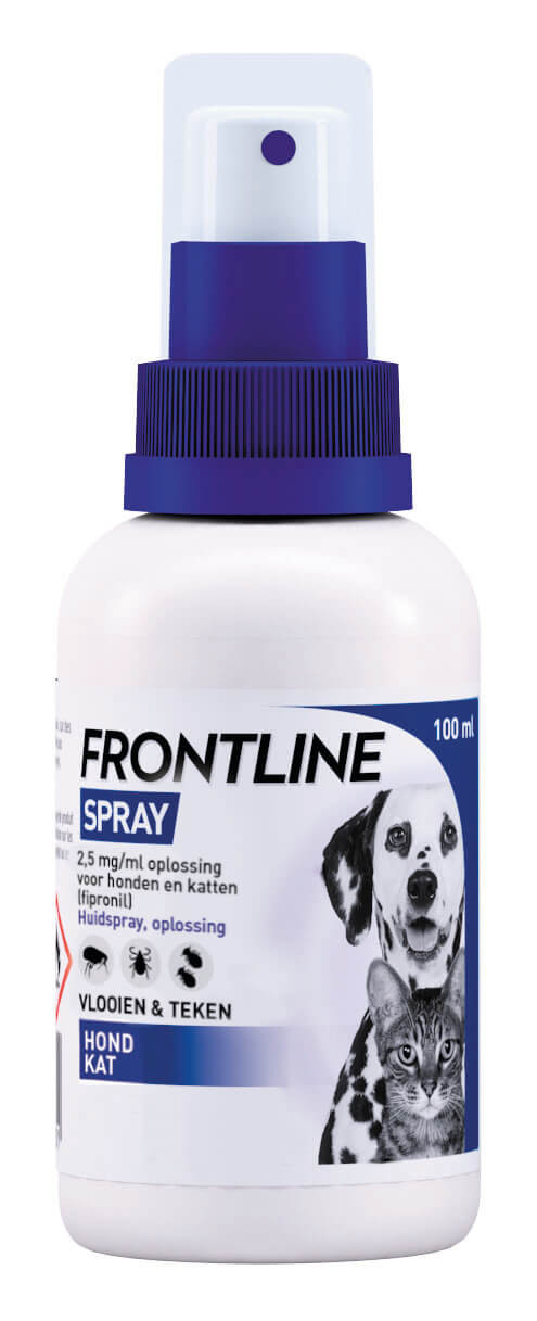 Frontline spray tegen vlooien & teken bij hond of kat 250 ml