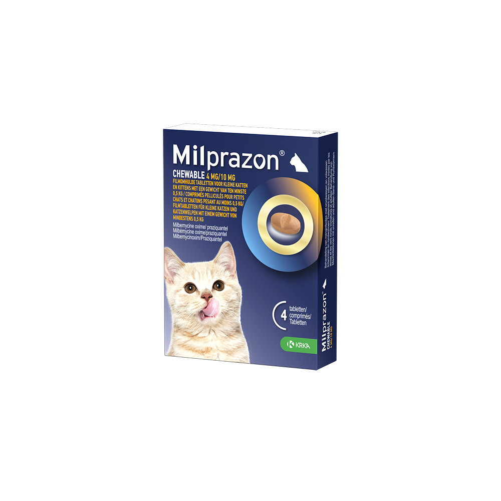 Milprazon Chewable 4 mg / 10 mg kitten en kleine kat 4 tabletten