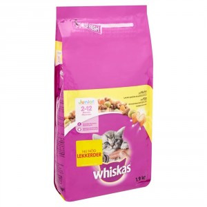 Whiskas Junior met kip kittenvoer 2 x 1,9 kg