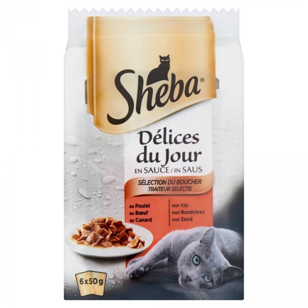 Sheba Délices du Jour Traiteur Selectie in Saus 50 gr 6 x 50 g