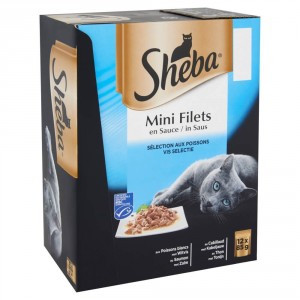 Sheba Mini Filets Vis Selectie in saus natvoer kat (zakjes 85 g) 12 x 85 g