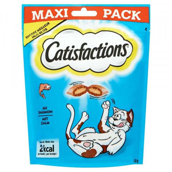 Catisfactions met zalm kattensnack maxi pack 2 x 180 g