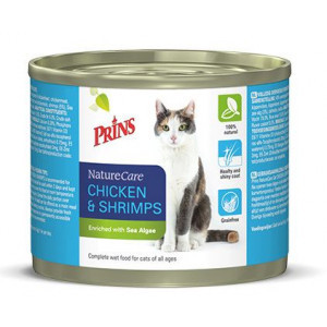 Prins NatureCare kip met garnalen natvoer kat 2 trays (12 x 200 g)