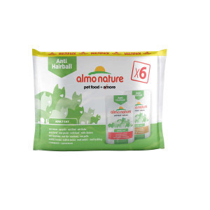 Almo Nature Anti Hairball multipack met rund en kip natvoer kat (70 g) 2 x (6 x 70 g)