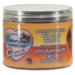 Renske Gezonde Beloning kip met wortel kattensnacks 2 x 100 g