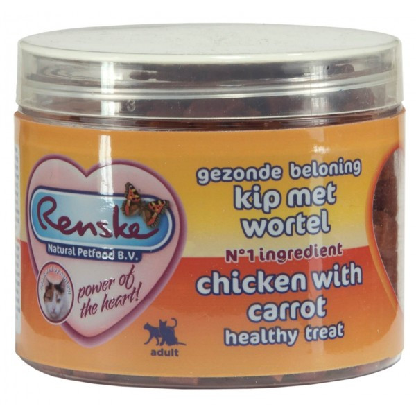 Renske Gezonde Beloning kip met wortel kattensnacks 2 x 100 g