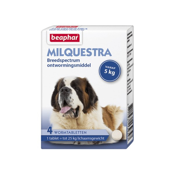 Beaphar Milquestra Ontwormingsmiddel hond (5-75 kg) 4 tabletten