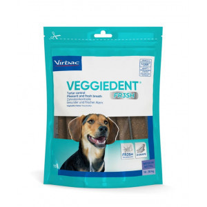 Virbac Veggiedent kauwstrips hond M 10-30kg (15 st). 3 verpakkingen