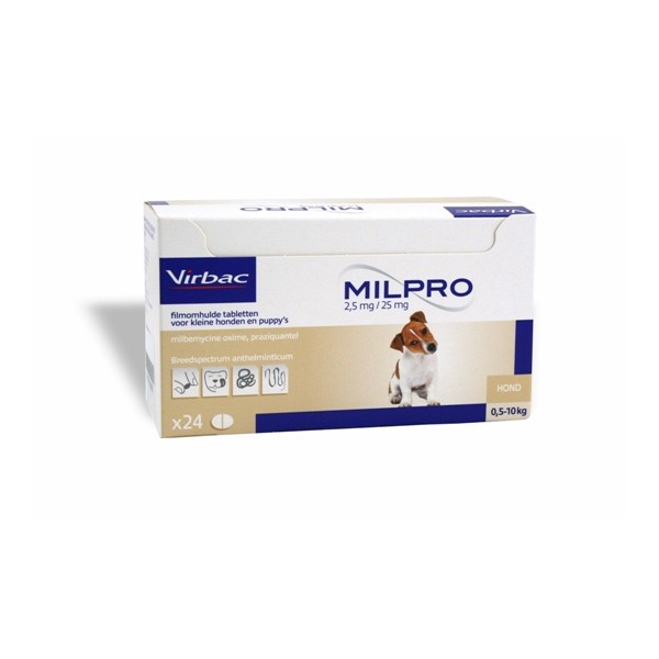 Virbac Milpro Kleine honden en puppies 24 tabletten