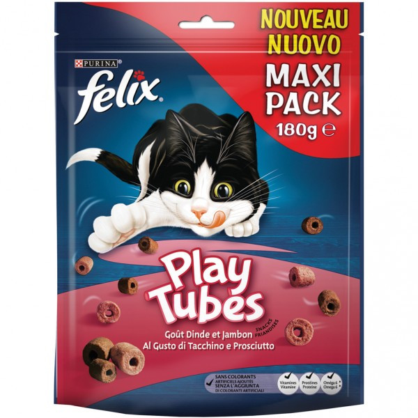 Felix Play Tubes kalkoen- en hamsmaak kattensnoep 180g 5 x 180 g