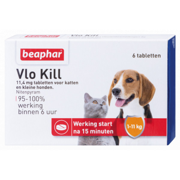 Beaphar Vlo Kill (tot 11 kg) kat en hond 12 tabletten