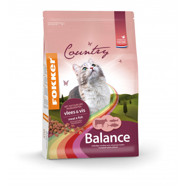 Fokker Country Balance met vlees en vis kattenvoer 10 kg