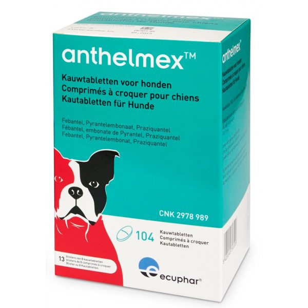 Anthelmex Kauwtabletten voor honden 16 tabletten