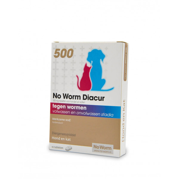 No Worm Diacur 500 voor hond en kat 10 tabletten