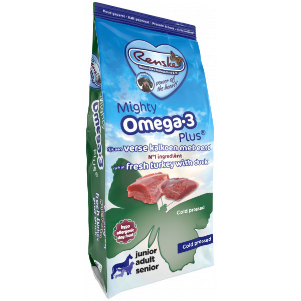 Renske Mighty Omega 3 Plus kalkoen met eend hondenvoer 2 x 3 kg