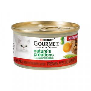 Gourmet Nature&apos;s Creations met rund nat kattenvoer 85g 24 x 85 g