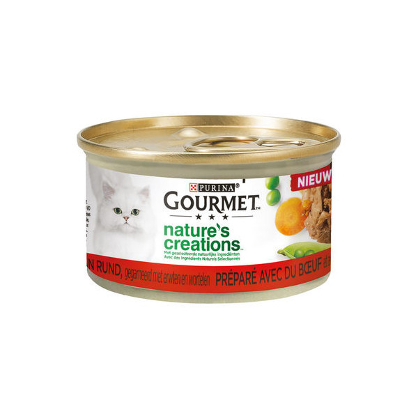 Gourmet Nature&apos;s Creations met rund nat kattenvoer 85g 48 x 85 g